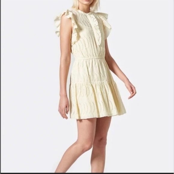 Joie Cream Embroidered Eyelet Ruffle Tiered Dress Small Cottage Prairie - Picture 1 of 11